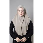 Bej Pratik Hazır Geçmeli Tesettür Eşarp Sandy Kumaş Yırtmaçlı Düz Hijab 2310_12