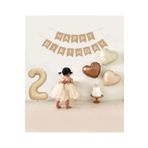 Bej Rakam Folyo Balon Retro Kalp Folyo Balon Seti Kraft Gold Altın Happy Birthday Yazı Banner, 787545524