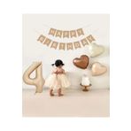 Bej Rakam Folyo Balon Retro Kalp Folyo Balon Seti Kraft Gold Altın Happy Birthday Yazı Banner, 787545526