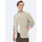 Bej Regular Fit Dik Yaka Casual Dokuma Mont