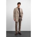 Bej Regular Fit Kruvaze Kısa Kaban - 2XL