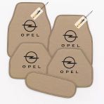 Bej Renk Opel Logolu Oto Halı Paspas Seti 5’Li Kaymaz Tabanlı, Yıkanabilir, Dayanıklı Araç İçi Zemin Koruma Takımı