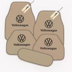 Bej Renk Volkswagen Logolu Oto Halı Paspas Takımı 5 Parça, Araca Uyumlu, Dayanıklı Ve Estetik