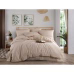 Bej Renkli Natural Çizgili Çift Kişilik Nevresim Takımı - 200 x 220 cm