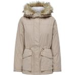 Bej Renkli Only Kadın Parka Uzun Kol Kapüşonlu %100 Polyester Düz Desen ile Şık 15293847 - XS