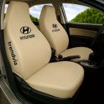Bej Siyah Hyundai Logolu Ön Arka Oto Koltuk Kılıfı Penye Kumaş Takım