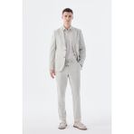 Bej Slim Fit Esnek Kumaş Spor Takım Elbise - 46 - 6 Drop