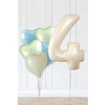 Bej Yaş Balonlu Retro Yeşil Mavi Kalpli Balon Seti Deniz Kumu Krem Retro Doğum Günü Rakam Yaş Balon, 7441100010103