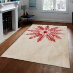 Bej Yumuşak Kapalı Alan Halı 200x300 cm Kaymaz Düşük Kazık Kış Kar Tanesi Desen Makinede Yıkanabilir Ev ve Ofis Dekoru için Mükemmel