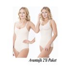 Bejamonti Kadın 2'li Paket Sıkılaştırıcı Toparlayıcı Çıtçıtlı ve Atlet Korse, Ten Renk, XL Beden