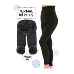 bejamonti Kadın Içi Peluşlu Kışlık Termal Tayt Içlik Siyah Peluş Tayt Içi Polar Termal Taytı, SİYAH, s