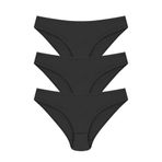 Bejamonti Papatya %100 Pamuk Bikini Model Külot, 3'lü Paket, Siyah, S-M