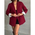 Bejna Kadın Astarı Çizgili Ceket - Bordo - 36