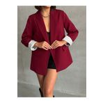 BEJNA Kadın Bordo Astarı Çizgili Ceket