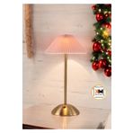 BEKAZE DEKORATİF KRİSTAL KUMAŞ, GOLD LED ABAJUR, YILBAŞI MASA LAMBASI, DOKUNMATİK 3 RENK MODU