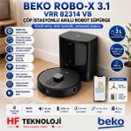 Beko 240 Dk. Çalışma Süresiyle Robo-X 3.1 Çöp Istasyonlu Akıllı Robot Süpürge - Siyah