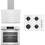 Beko Beyaz Cam Ankastre Set Fitfry Özelliği (Az Yağla Pişirme Özelliği)