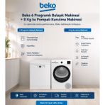 Beko Muhteşem Ikili Set 6 Programlı Bulaşık Makinası+ 8 kg Çamaşır Kurutma Makinası - Beyaz