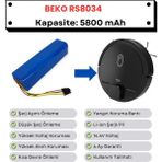 Beko RS8034 Uyumlu Batarya 14.4V 5800 Mah Robot Süpürge Pili
