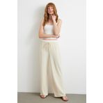 Bel Bantlı Wide Leg Pantolon Krem