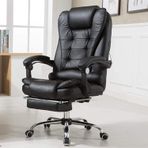 Bel Destekli Ergonomik Deri Patron Koltuğu, Yüksek Sırtlı Minder ve Tekerlekler, Rahat Yarış Koltuğu, Ev İçin Ayarlanabilir Döner Tekerlekli Yönetici Ofis Koltuğu, Siyah,