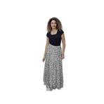 Bel Lastikli Kloş Şifon Etek 6003-Beyaz/Siyah