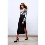 Bel Pile Detaylı Saten Etek - SİYAH