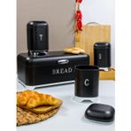 Belariva-Cuisine Ekmeklik & Baharat Saklama Seti Siyah | Metal Bread Box + 3’lü Kavanoz Seti