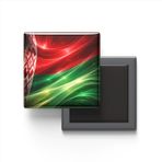 Belarus - Abstract Efektli Bayrak - Baskılı Kare Buzdolap Magneti