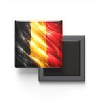 Belçika - Abstract Efektli Bayrak - Baskılı Kare Buzdolap Magneti