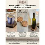 Bel&co Home Masif Çam Altıgen Bardak Altlığı ve Yağdanlık Altlığı 2'li Set 18 mm Ceviz