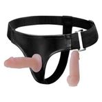 Belden Bağlamalı İçi Dolu Çift Strapon Penis - B1221
