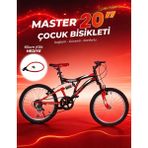 Belderia Master 20" Çift Amortisörlü Bisiklet 7 Vites - Kırmızı - Siyah