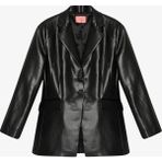 Bele Oturan Deri Blazer Ceket Siyah - M