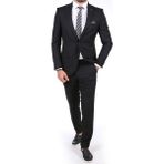 Belfor Erkek Düz Slimfit Takım Elbise Şık ve Modern Tasarım Özellikleriyle - 6 Drop - 56 - Siyah