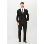 Belfor Slim Fit Bırdeye Yeleklı Takım Elbıse Siyah - 54