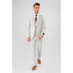 Belfor Slim Fit Karelı Yeleklı Takım Elbıse Gri - 58