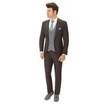 BELFOR SLIMFIT BIRDEYE YELEKLI KOMBIN TAKIM ELBISE KAHVERENGİ 50_6 KAHVERENGİ