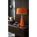 Belfort Luxury Turuncu Renk Ahşap Abajur – Keten Şapkalı Modern Masa Lambası 60 cm