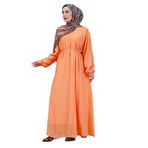 Beli Bağcıklı Pera Elbise-Turuncu