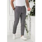 BELİ İPLİKLİ ÇİZGİLİ REGULAR FİT KETEN ERKEK JOGGER PANTOLON ANTRASİT 42