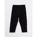 Beli Lastikli Baskılı Pamuklu Kız Çocuk Tayt - Black Printed - Dropsuz - 10 - 11 Yaş