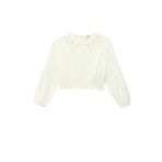 Beli Lastikli Dantel Detaylı Bisiklet Yaka Uzun Kollu Crop Bluz