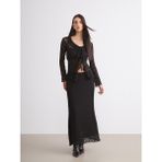 Beli Lastikli Dantelli Etek - Siyah