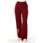 Beli Lastikli Filiz Sonbahar Ve Kışlık Nakışlı Double Müslin Pantolon Bordo Brd