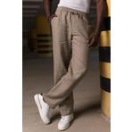 Beli Lastikli Ve İplikli %100 Linen Kumaş Orjinal Keten Bol Paça İnce Yazlık Baggy Pantolon