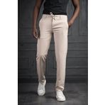 Beli Lastikli Ve İplikli Likralı Slimfit Yazlık Kumaş Jogger Pantolon KREM 46