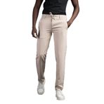 Beli Lastikli Ve İplikli Likralı Slimfit Yazlık Kumaş Jogger Pantolon KREM 48