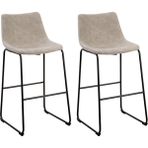 Belıanı Franks 2’li Retro Bar Sandalyesi Seti, 72 cm Oturma Yüksekliği, Kavisli Sırtlık - Bej