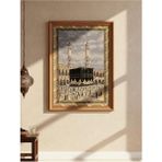 BELIEVE KABE UMRE HAC ZİYARETİ JAKARLI DOKUMA GOBLEN DEKORATİF ÇERÇEVESİZ PANO TABLO 70*100 - 70 x 100 cm